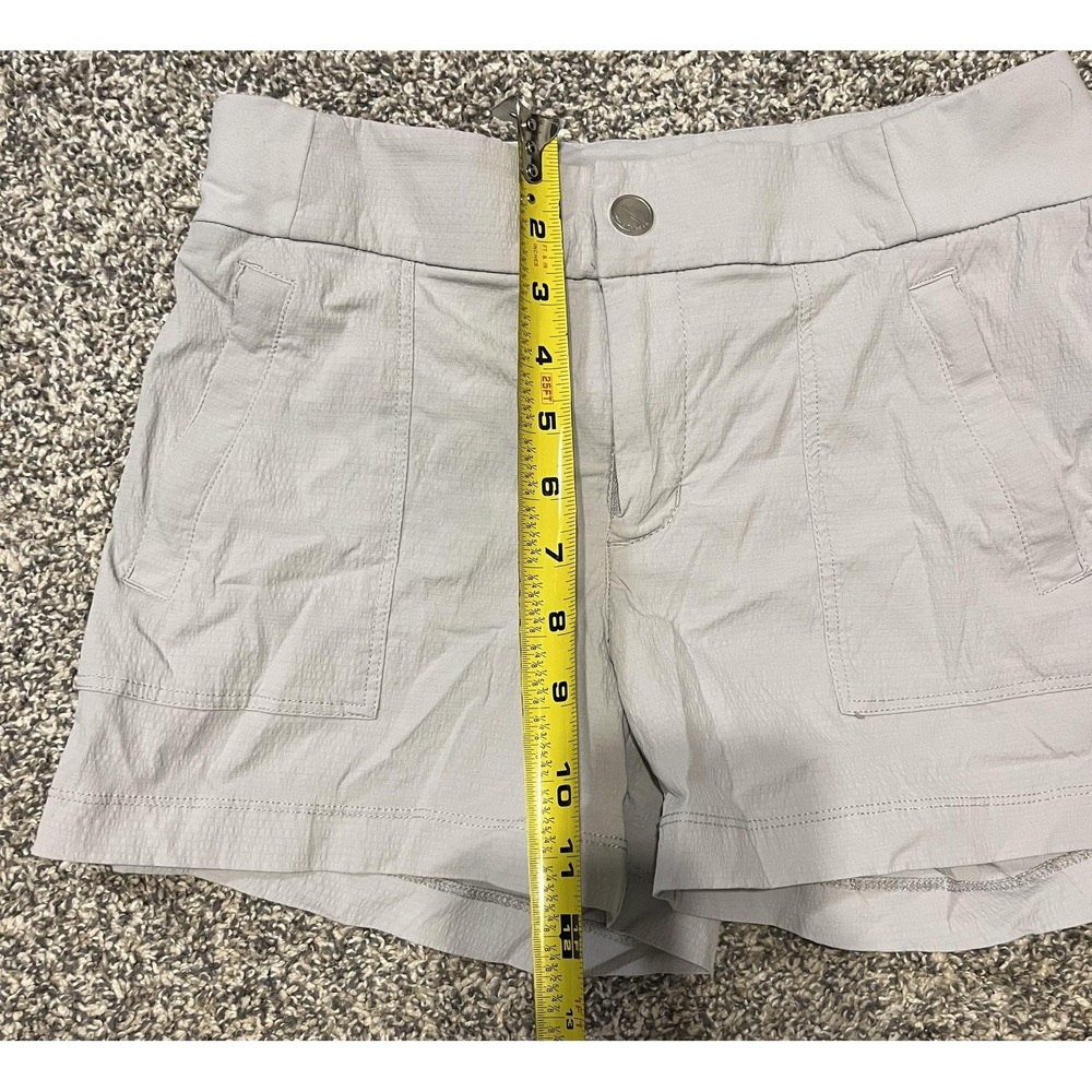 Athleta Shorts Womens 2 Khaki Lightweight Hiking Walking Elastic Waist Pockets - Picture 8 of 9